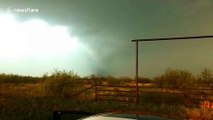 Lightning strikes seen flaring up inside tornado in rural Texas