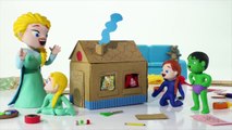 KIDS BUILDING A CARDBOARD HOUSE  PLAY DOH CARTOONS FOR KIDS