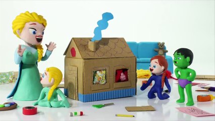 KIDS BUILDING A CARDBOARD HOUSE  PLAY DOH CARTOONS FOR KIDS