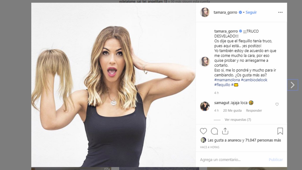 Tamara Gorro gasta una broma con su último cambio de look
