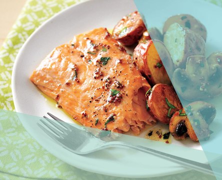 EXTRA SHARP: Roasted Salmon With Potatoes and Mushrooms