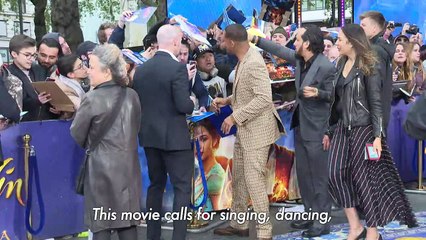 Aladdin stars walk the 'magic carpet' in London