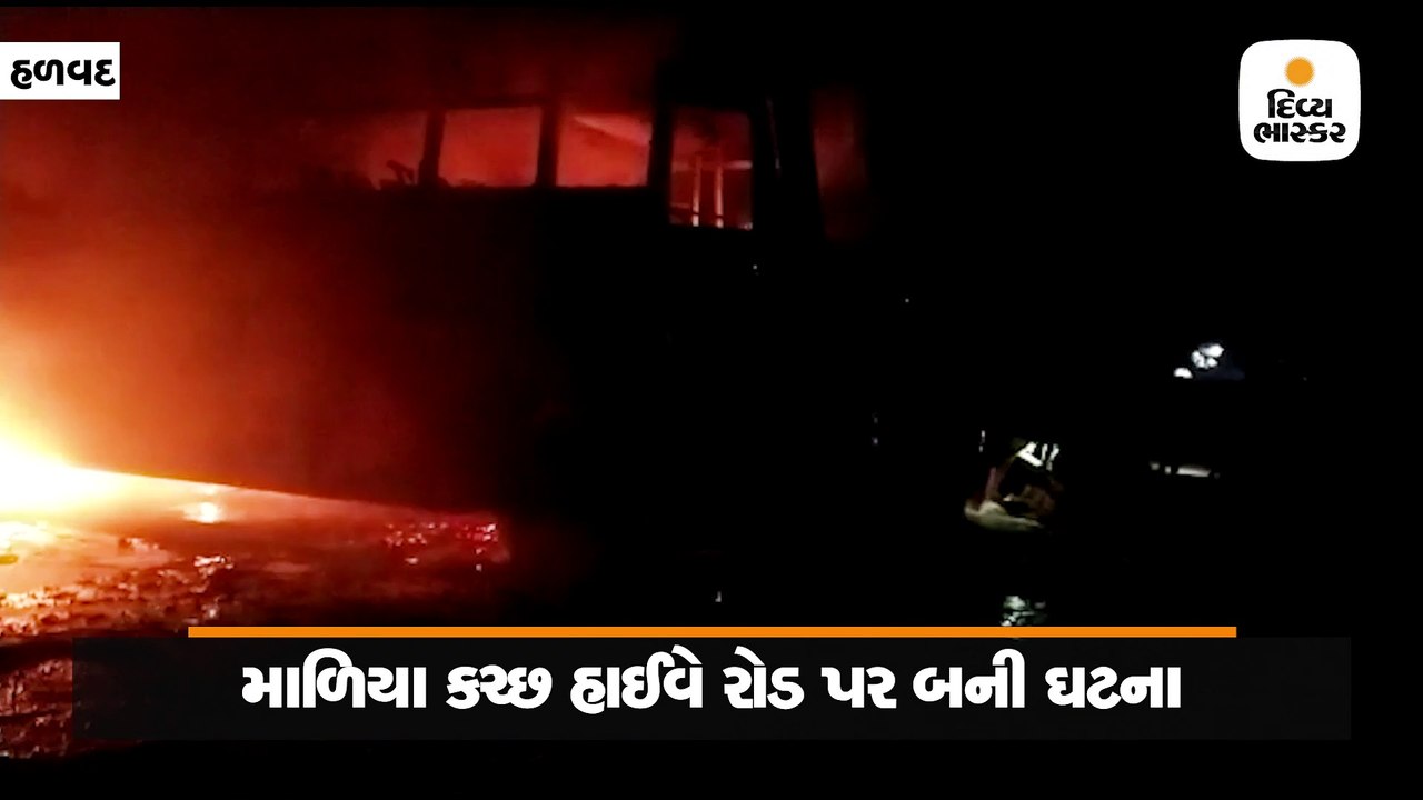હાઈવે પર ઊભેલી ખાનગી બસમાં શોટસર્કિટથી આગ