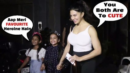 Jacqueline Fernandez With CUTE LITTLE FANS At Mukesh Chhabra's Office In Juhu