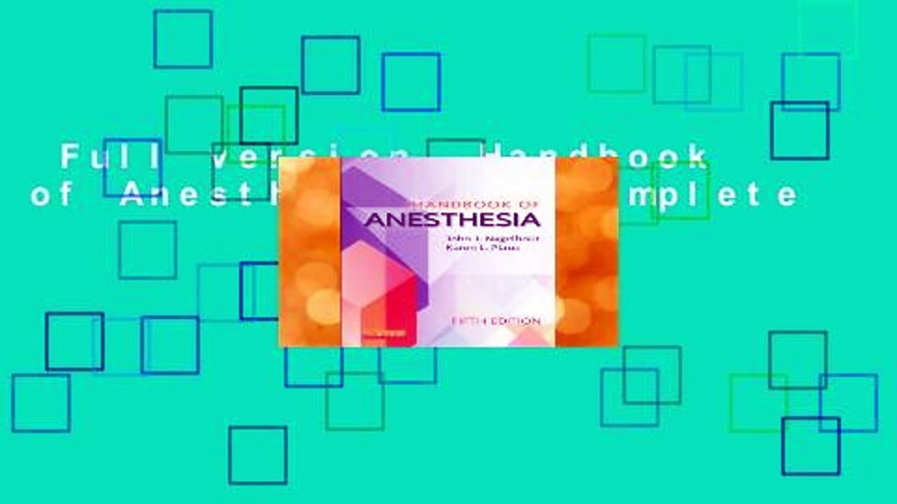Full version  Handbook of Anesthesia, 5e Complete