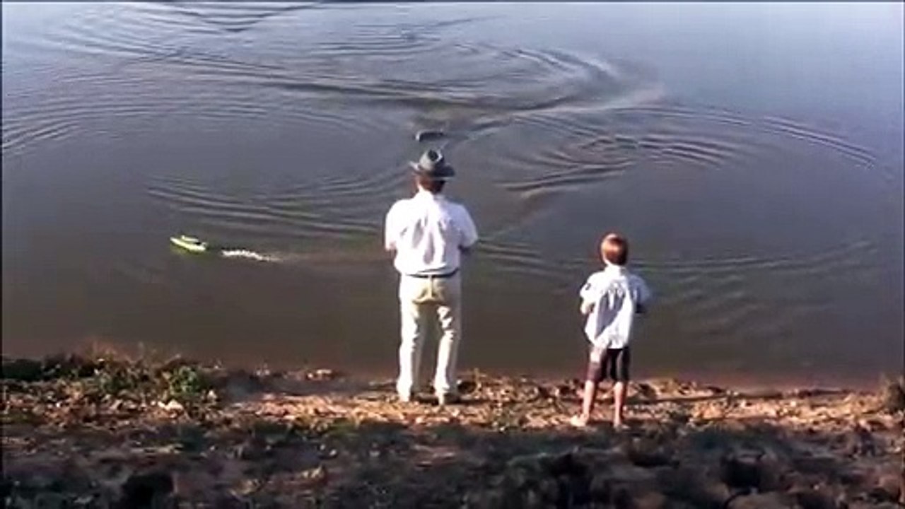 Quand un alligator vient croquer le bateau télécommandé d'un enfant...