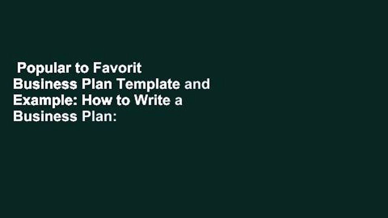 Popular to Favorit  Business Plan Template and Example: How to Write a Business Plan: Business