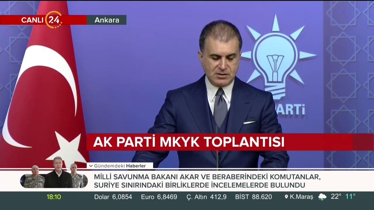 AK Parti Sözcüsü Ömer Çelik, MKYK toplantısı sonrası açıklama yapıyor