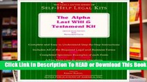 Online Alpha Last Will and Testament Kit: Special Book Edition With Removable Pages  For Trial