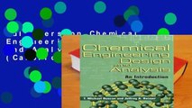 Full version Chemical Engineering Design and Analysis: An Introduction (Cambridge Series in