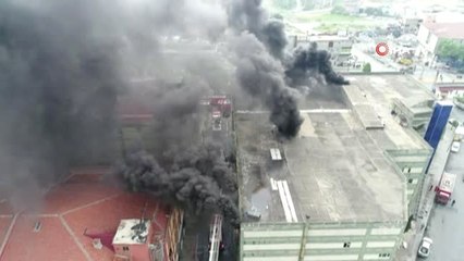 Yangın Çıkan Deri Fabrikası Havadan Görüntülendi