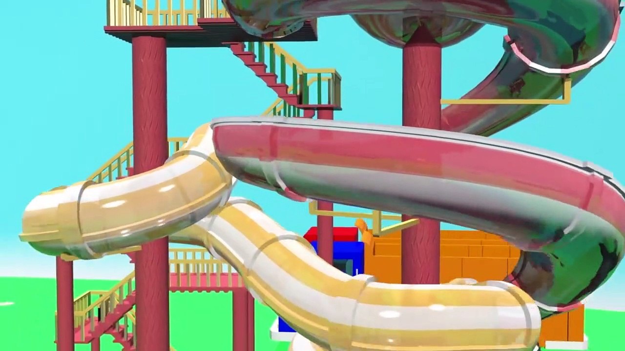 Truck City | Crane builds the Swimming Pool & the Giant Slide | Cartoon for children