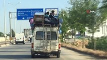 Gaziantep'te Tehlikeli Yolculuk...minibüsün Üstünde Yolculuk Yapan 4 Kişi Korkuttu