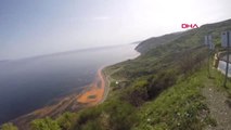 Tekirdağ Marmara Denizi Kıyılarındaki Kırmızı Renk Havadan Görüntülendi