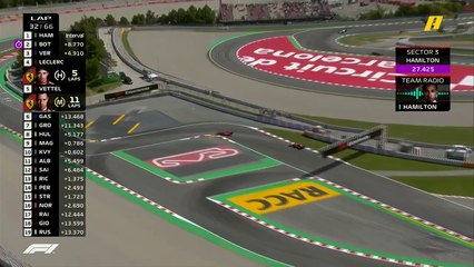 هاميلتون يسأل فريق ميرسيدس عن الأزمنة التي يسجلوها خلفه في سباق برشلونة