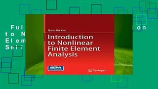 Full version  Introduction to Nonlinear Finite Element Analysis  Best Sellers Rank : #5