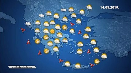 Η πρόγνωση του καιρού για την Τρίτη 14-5-2019