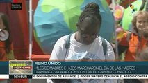 Madres e hijos marchan en Reino Unido contra el cambio climático