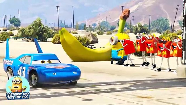 Happy Meal Lightning Mcqueen and Dinoco King Racing - Happy Meal Minions Cartoons For Kids