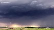 Dark storm clouds sweep across the sky in Oklahoma
