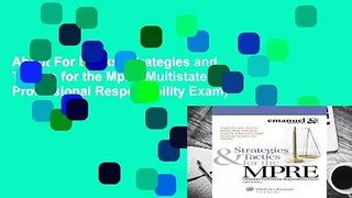 About For Books  Strategies and Tactics for the Mpre (Multistate Professional Responsibility Exam)