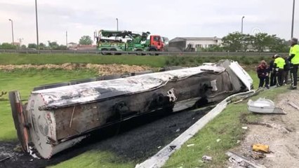 Çatalca'da Tanker Devrildi