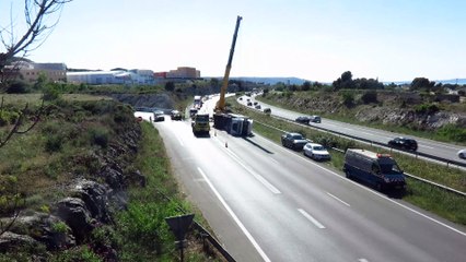 Le Rove : un camion couché sur l'A55 provoque un bouchon important