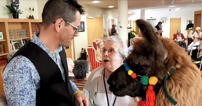 Séance de zoothérapie à la Pergola de Bourg