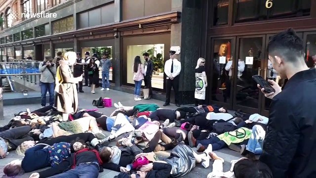 Extinction Rebellion activists hold dramatic die-in outside Harrods and one rants at security guards