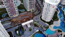 Başakşehir'de Çöken İstinat Duvarı Havadan Görüntülendi