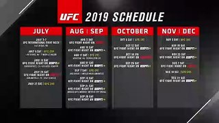 UFC's ESPN schedule for July to December of 2019.