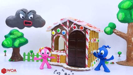 CLAY MIXER BUILDING WOODEN PLAYHOUSE  Stop Motion Cartoons Animation