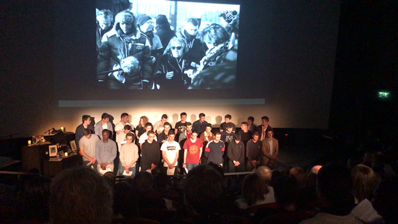Les lycéens de Caen présentent leur portrait de Ginette Kolinka