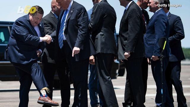 Louisiana Lt. Governor Greets POTUS with Trump-Themed Socks (Featuring Some Wild Hair)
