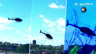 un helicóptero se cayó en el Río Hudson en Nueva York y el piloto sobrevivió de milagro