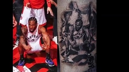 Download Video: Raptors fan gets tattoo of Kawhi Leonard Game 7 Iconic Game Winner Jumpshot that ended the Sixers vs Raptors series 5/16/19