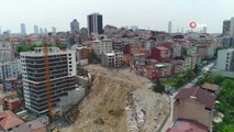 Kağıthane'de Yıkılan Binaların Enkaz Alanı Havadan Görüntülendi