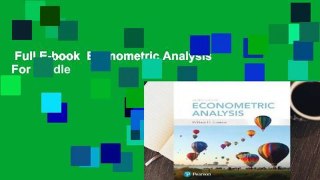 Full E-book  Econometric Analysis  For Kindle