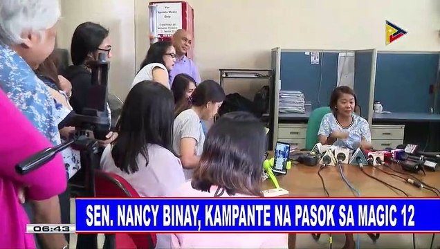 Sen. Nancy Binay, kampante na pasok sa Magic 12