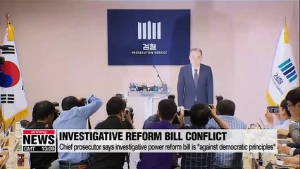 Chief prosecutor Moon Moo-il says investigative power reform bill "against democratic principles"