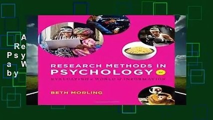 Any Format For Kindle  Research Methods in Psychology: Evaluating a World of Information by Beth