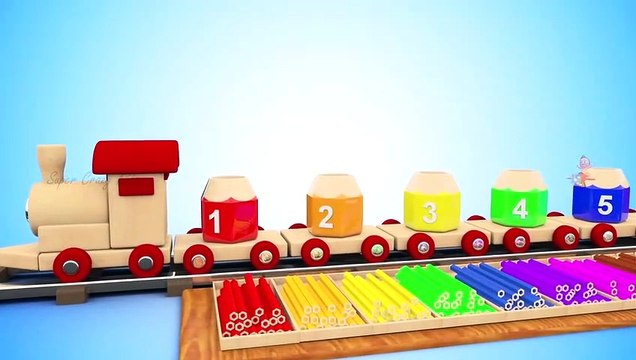 Toy Train Stone House Totem to Learn Colors for Children - 3D Kids Toddler Learning Video