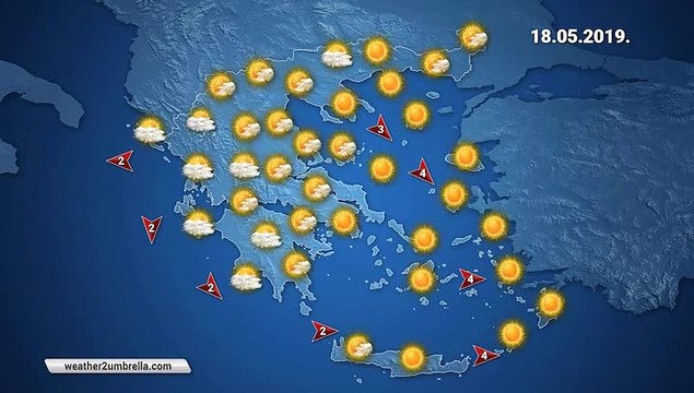 Η πρόγνωση του καιρού για το Σάββατο 18-5-2019