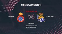 Previa partido entre Espanyol y R. Sociedad Jornada 38 Primera División