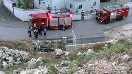 Kontrolü kaybolan araç 20 metre yüksekten aşağı uçtu