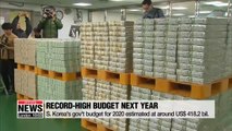 S. Korea's budget for 2020 expected to surpass US$ 418.2 bil.