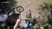 Heart-stopping moment mountain biker loses HANDLEBARS mid-air