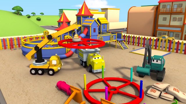 Les Camions Constructeurs: Camion Benne, Grue, Tractopelle construisent la Grande roue de Car City