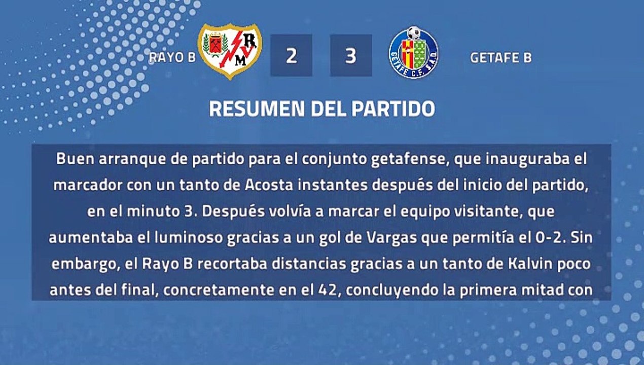 Resumen partido entre Rayo B y Getafe B Jornada 38 Tercera División