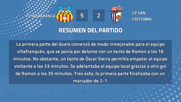 Resumen partido entre FC Vilafranca y CP San Cristobal Jornada 42 Tercera División